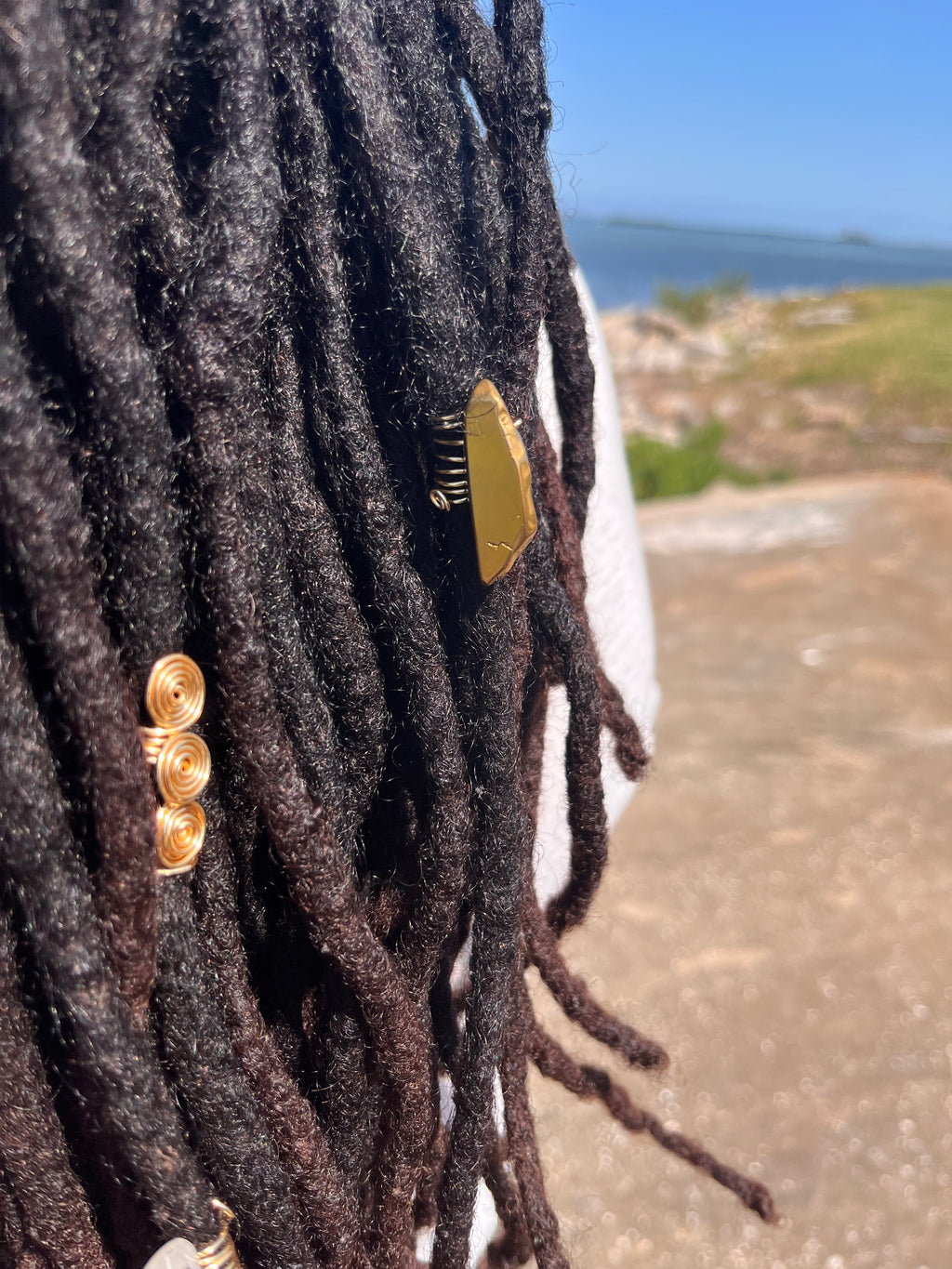 Chunky Gold Gemstone Loc Jewelry | Crystal Loc Jewelry