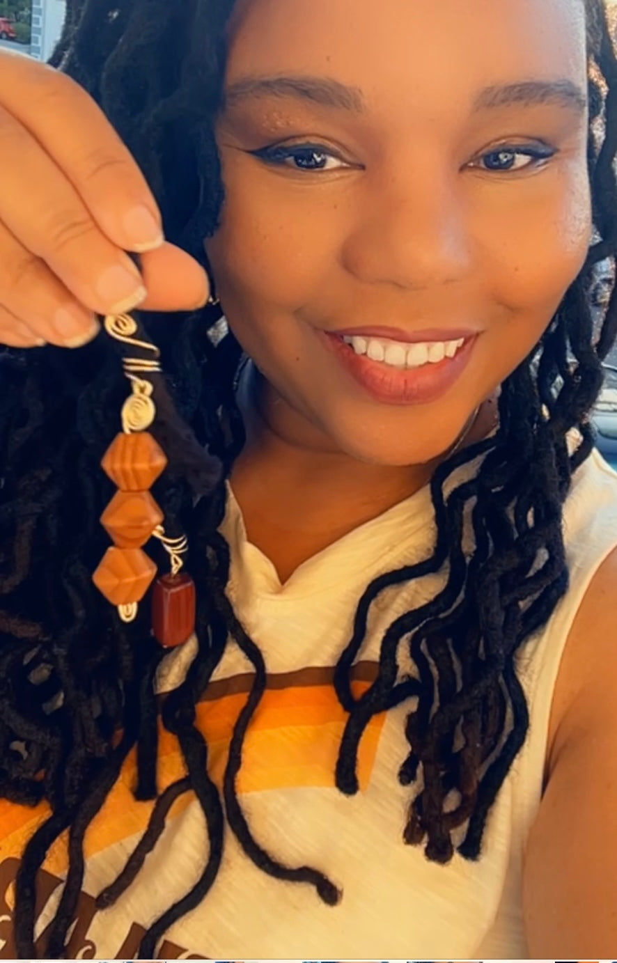 Lightweight Wood Dangle Loc Jewelry – Crown Accents