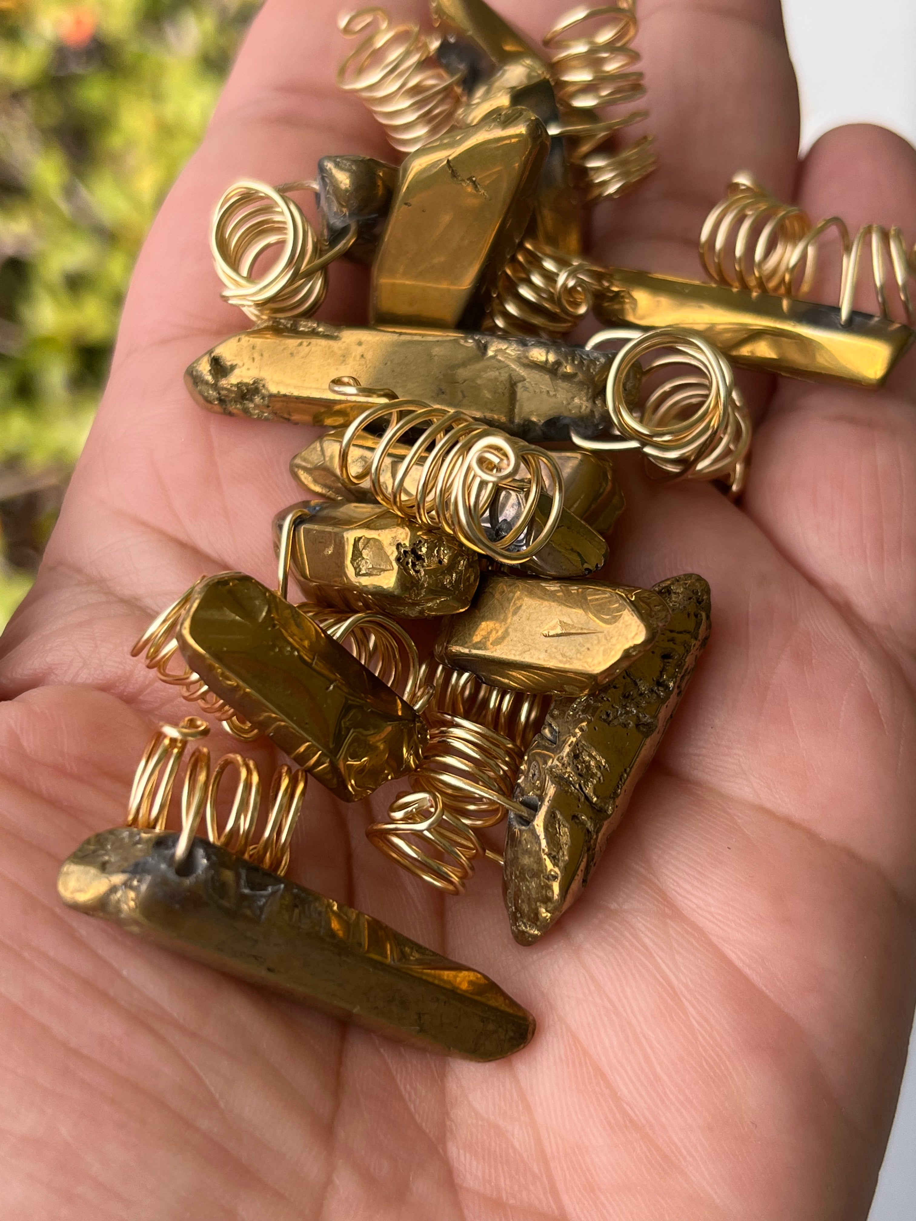 Chunky Gold Gemstone Loc Jewelry | Crystal Loc Jewelry