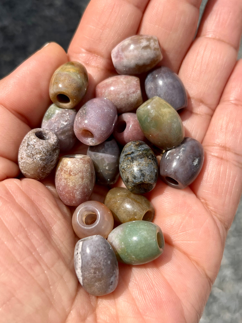 Medium-Sized , Mix Agate Loc Bead, Gemstone  Bead