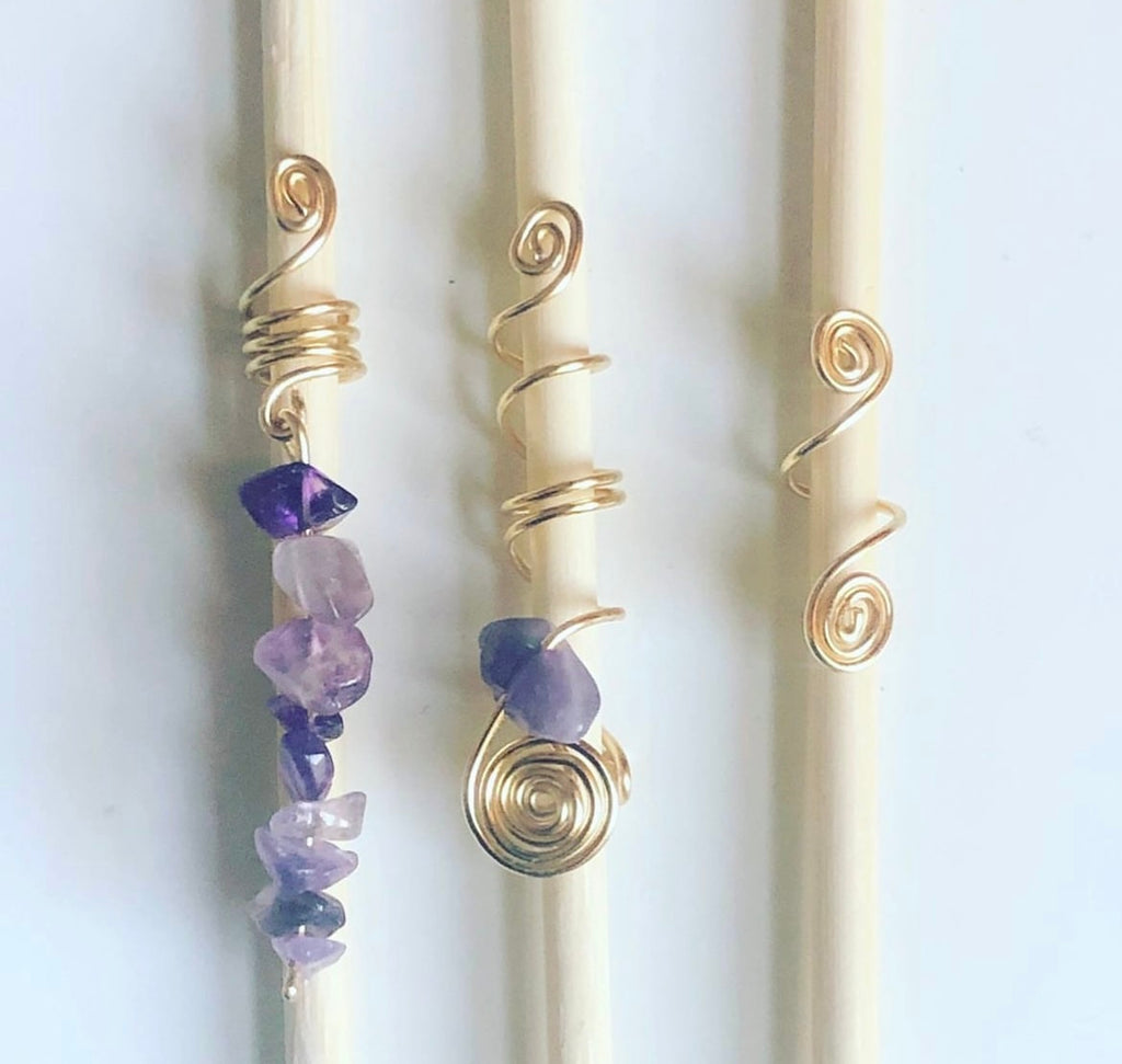 Amethyst and Gold Crystal Loc Jewelry Set