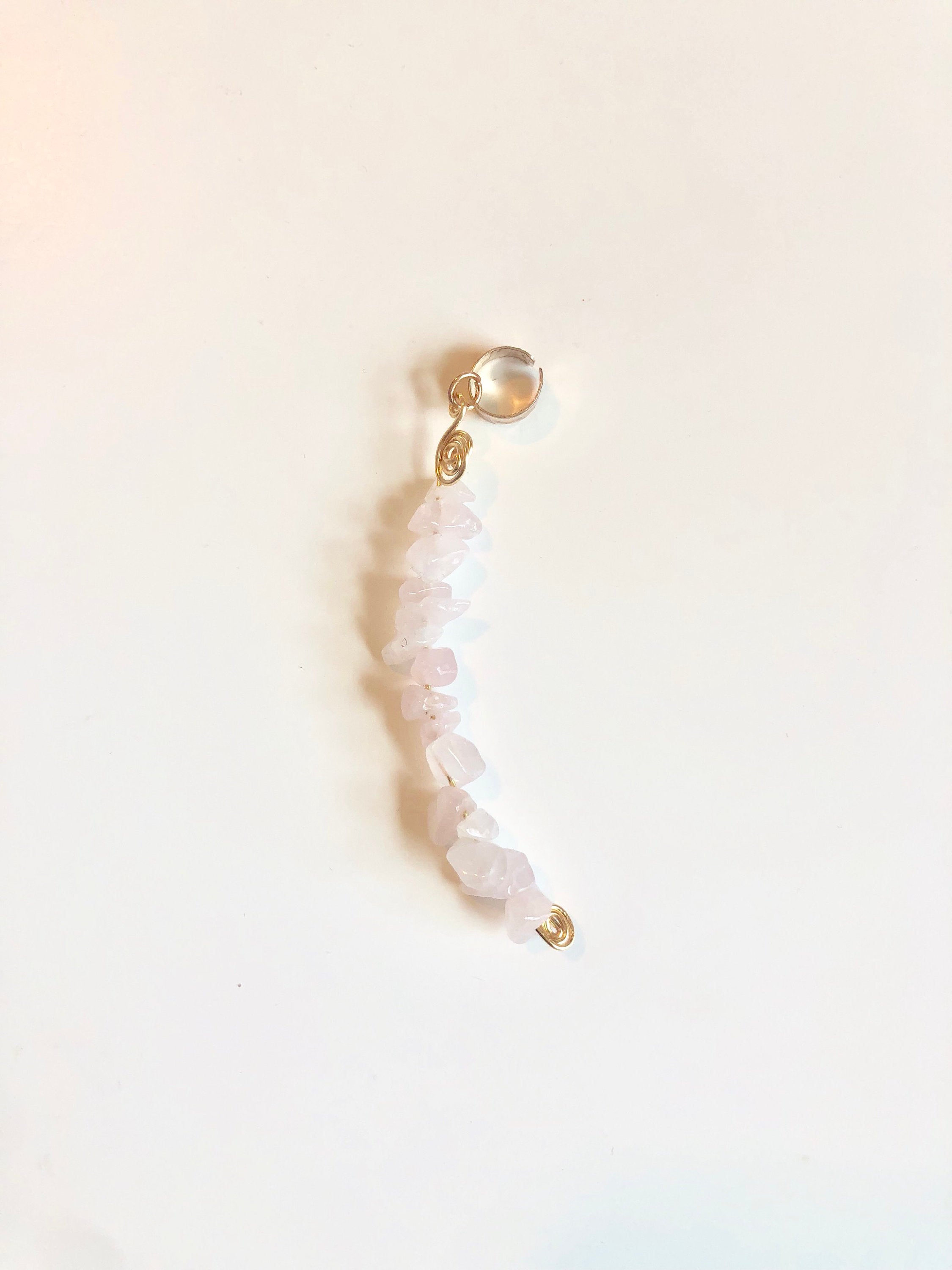 Rose Quartz Loc Jewelry, Pink, white crystal