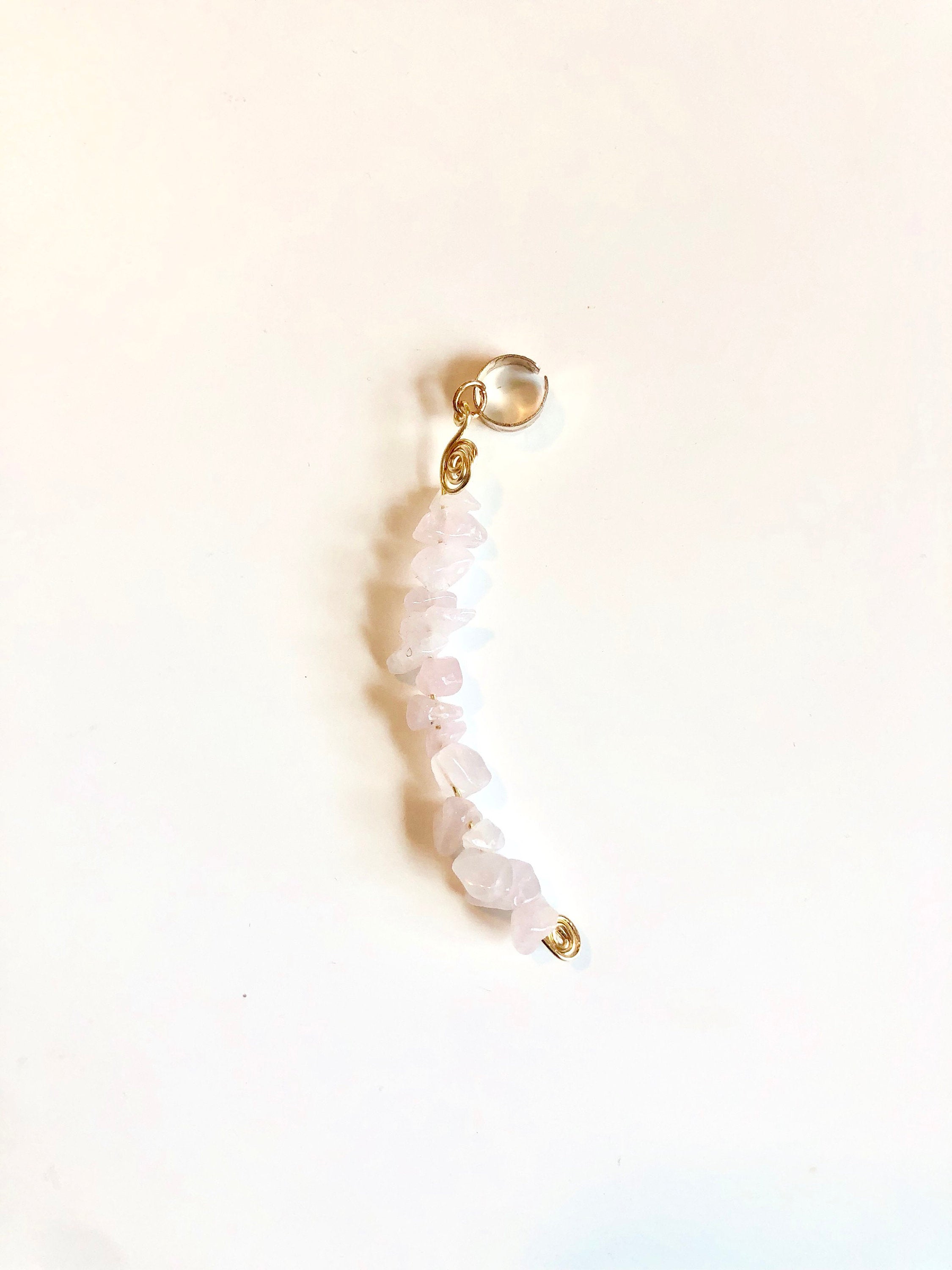 Rose Quartz Loc Jewelry, Pink, white crystal