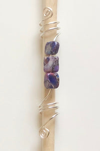 Purple Stone and Silver Loc Jewelry | Purple Semi-precious Dread Bead