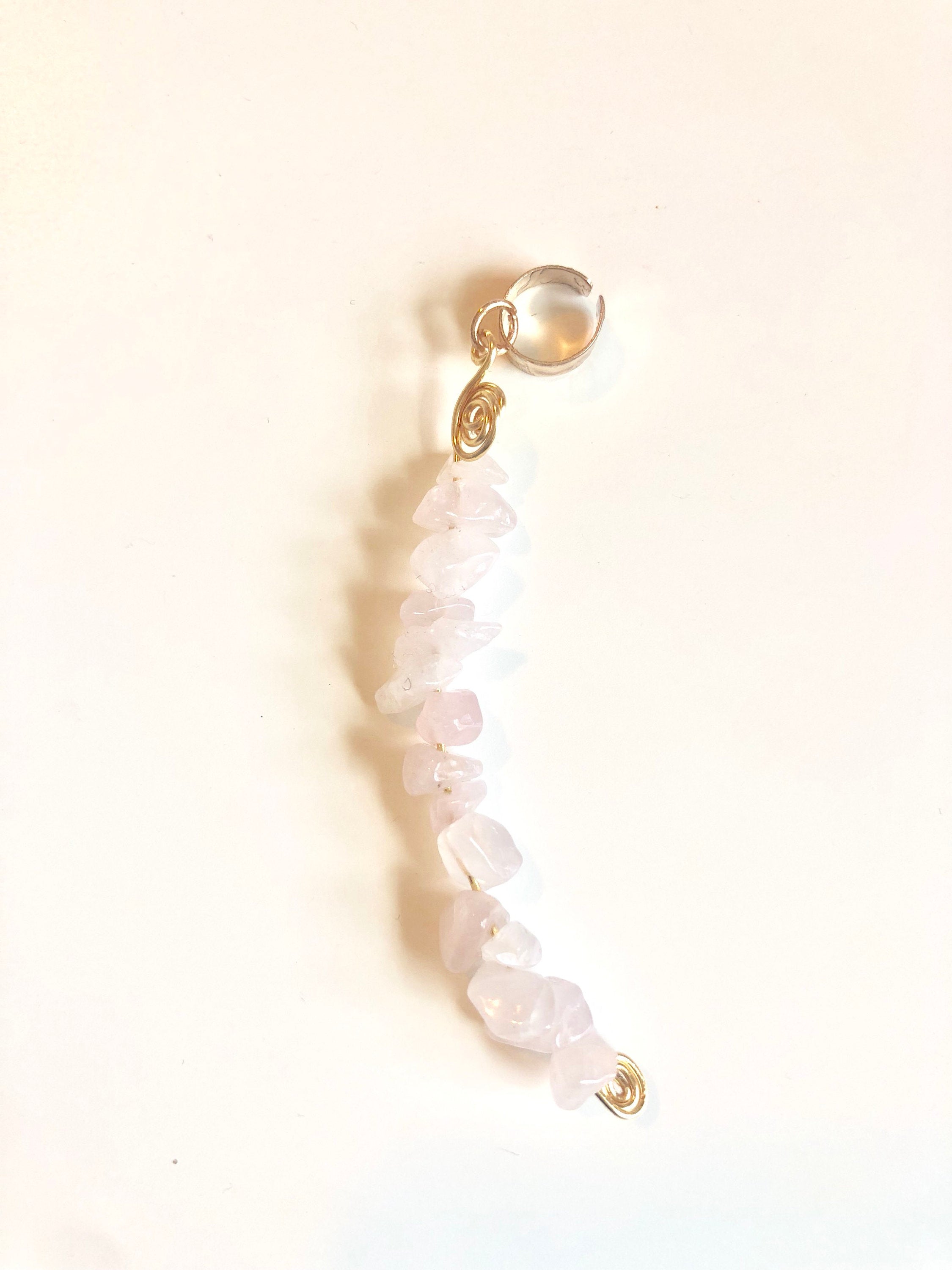 Rose Quartz Loc Jewelry, Pink, white crystal