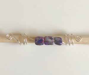 Purple Stone and Silver Loc Jewelry | Purple Semi-precious Dread Bead