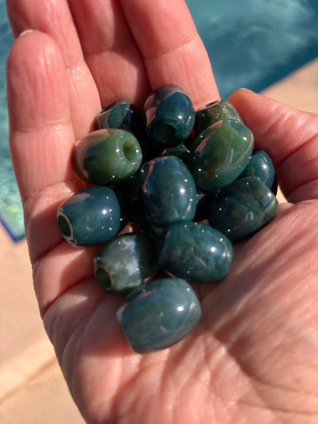 Large Green Agate Loc Bead, Gemstone  Bead