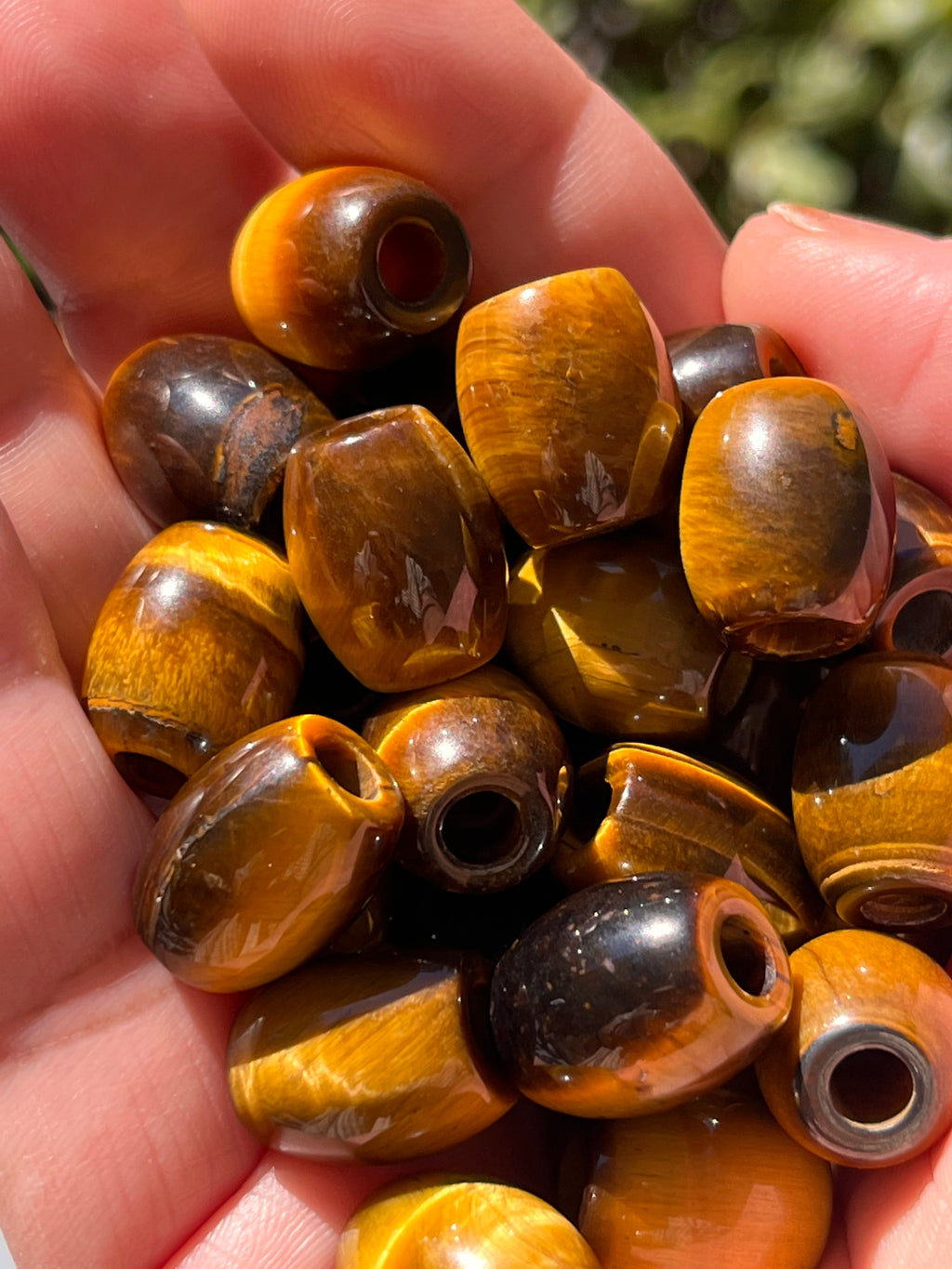 Medium Tiger Eye Loc Bead, Natural Gemstone Bead