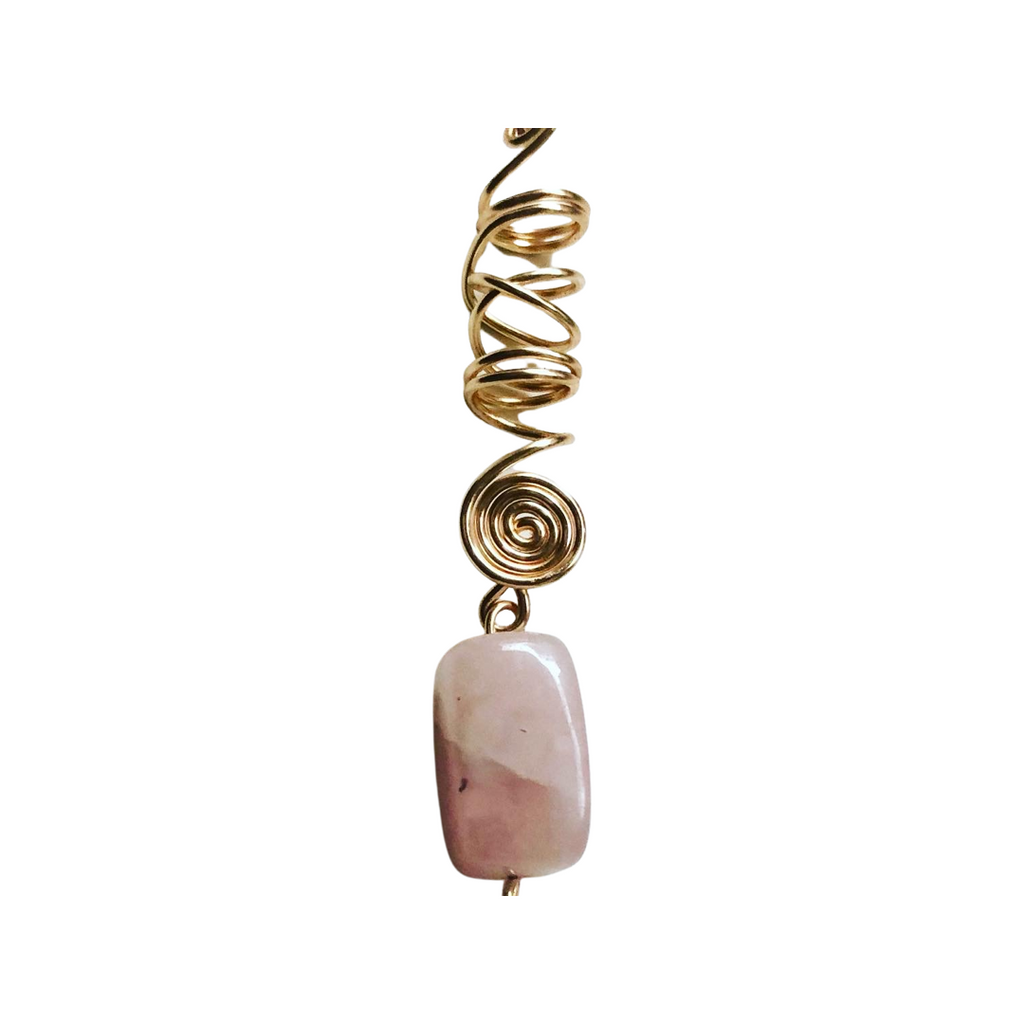 Chunky Rose Quartz Loc Jewelry, Pink,
