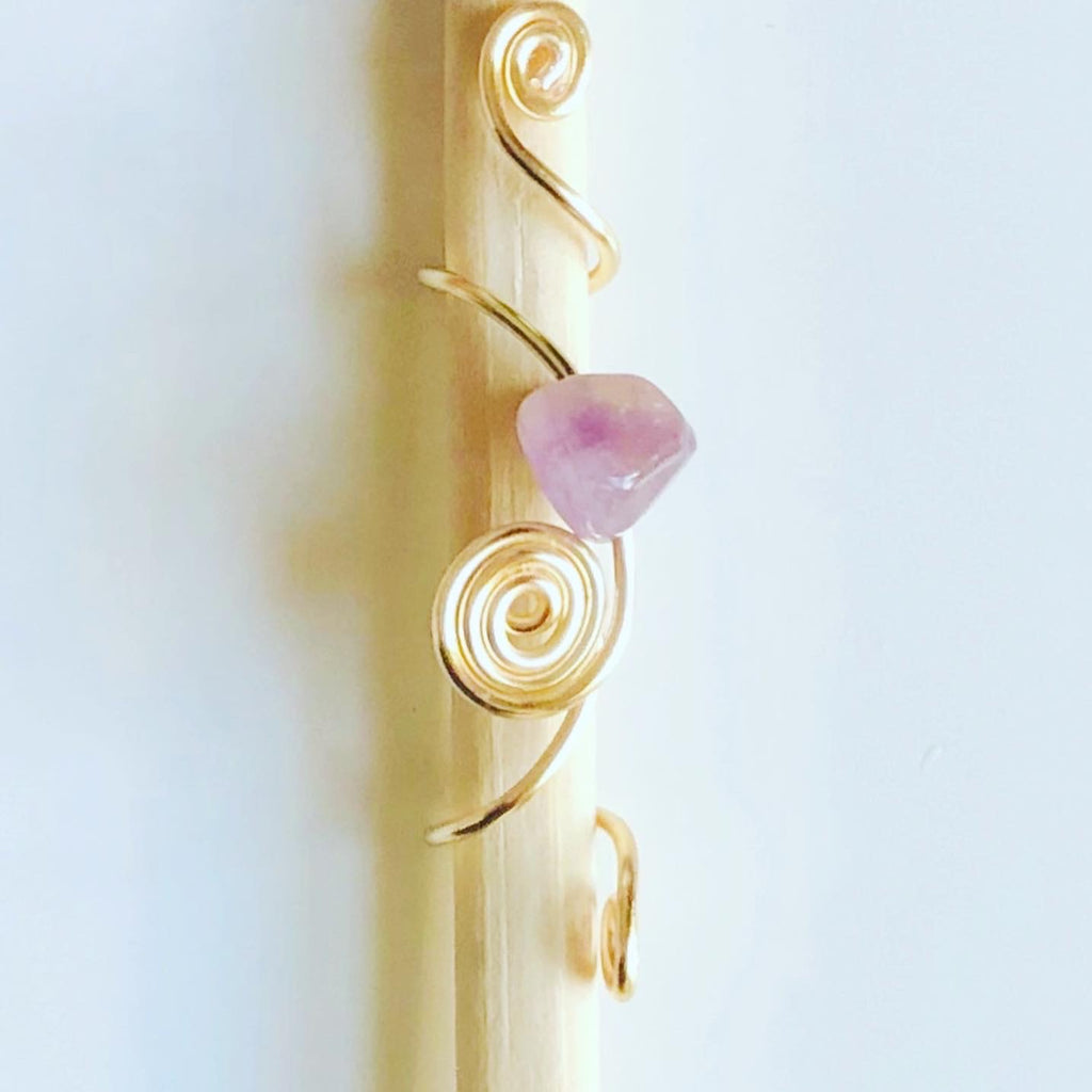 Amethyst Spiral - Crystal Gold Loc Jewelry | Purple Loc Bead